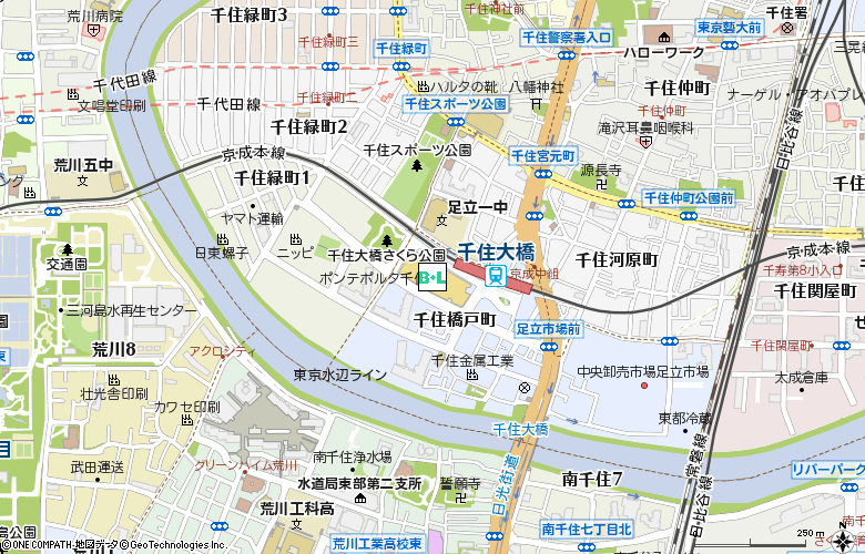 富士コンタクト　ポンテポルタ千住店付近の地図